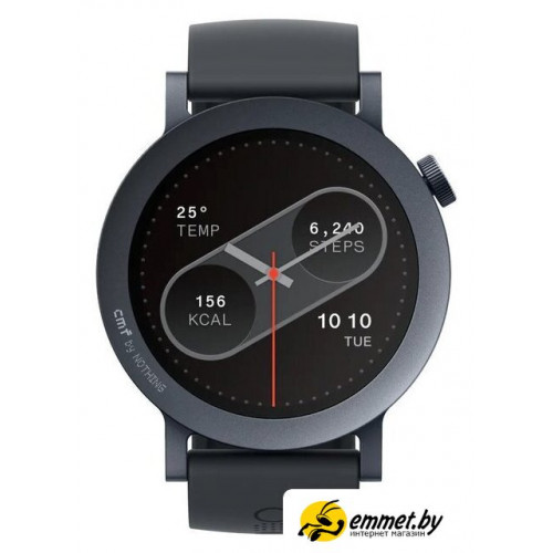 Умные часы CMF Watch Pro 2 (темно-серый, черный силиконовый ремешок)