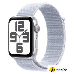 Умные часы Apple Watch SE 2 44 мм (алюминиевый корпус, серебристый/голубой, нейло