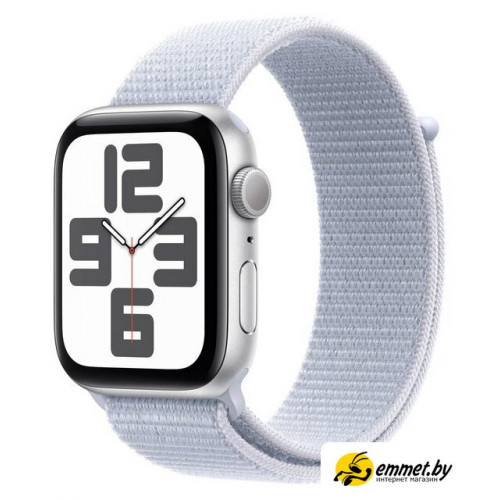 Умные часы Apple Watch SE 2 44 мм (алюминиевый корпус, серебристый/голубой, нейло