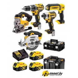 Наборы электроинструментов DeWalt DCK551P3T (шуруповерт, винтоверт, лобзик, циркулярная пила, 3 АК