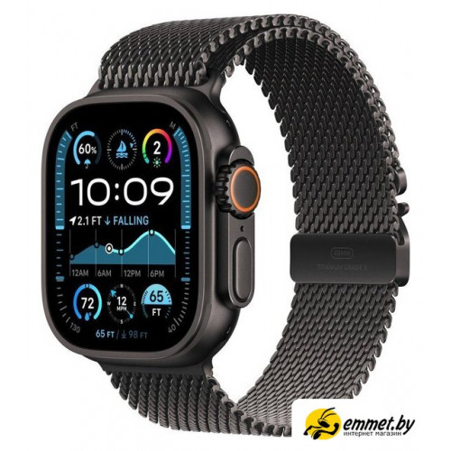 Умные часы Apple Watch Ultra 2 LTE 49 мм (титановый корпус, черный/черный, миланс