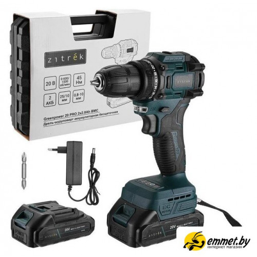 Дрель-шуруповерт Zitrek Greenpower 20 PRO 085-1314 (с 2-мя АКБ, кейс)
