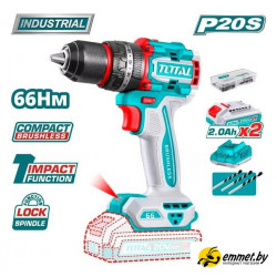 Ударная дрель-шуруповерт Total TIDLI20668 (с 2-мя АКБ)