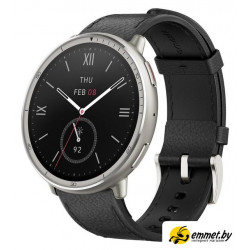 Умные часы Amazfit Active 2 Premium (серебристый, с черным кожаным ремешком)