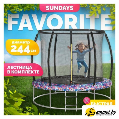 Батут Sundays Favorite Premium 8FT (смайл, с сеткой, с лестницей)