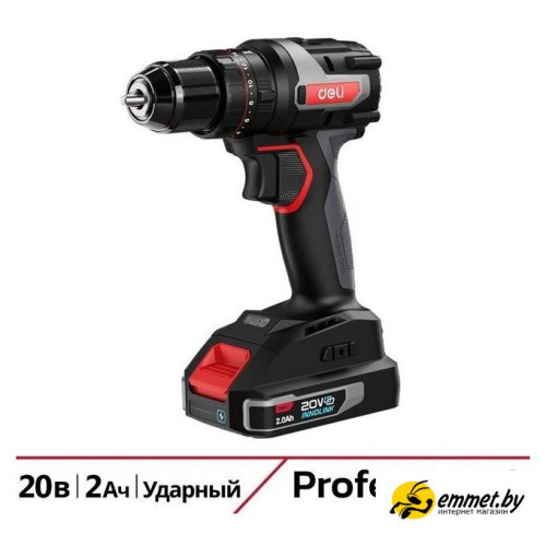 Ударная дрель-шуруповерт Deli DE-CZ20-2D2 (с 2-мя АКБ, сумка)