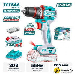 Дрель-шуруповерт Total TDLI205582 (с 1-им АКБ)