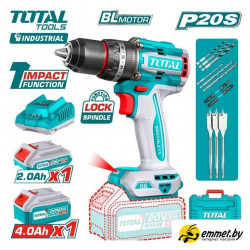 Ударная дрель-шуруповерт Total TIDLI20868 (с 2-мя АКБ, кейс)
