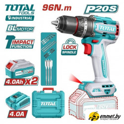 Ударная дрель-шуруповерт Total TIDLI20968 (с 2-мя АКБ, кейс)