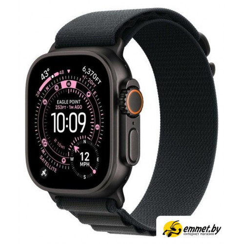 Умные часы Apple Watch Ultra 3 LTE 49 мм (титановый корпус, черный/черный, тексти