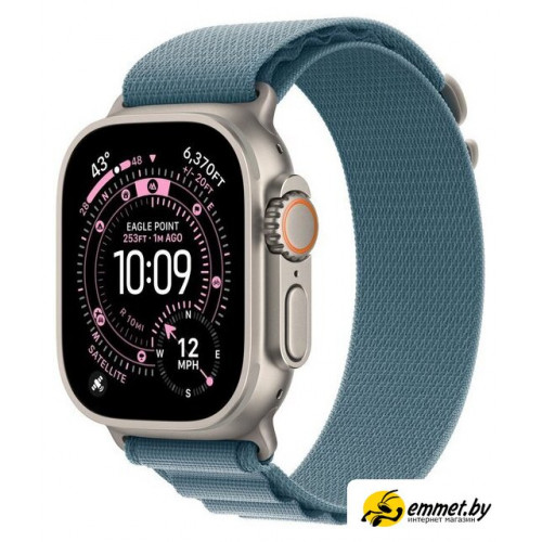 Умные часы Apple Watch Ultra 3 LTE 49 мм (титановый корпус, природный/голубой, те