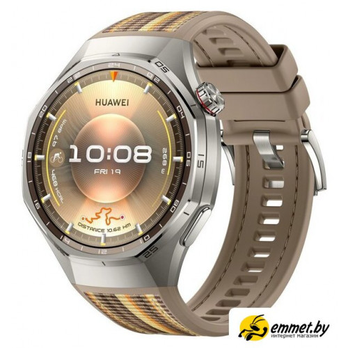 Умные часы Huawei Watch GT 6 Pro 46 мм (серебристый, с коричневым плетеным ремешко Умные часы Huawei Watch GT 6 Pro 46 мм (серебристый, с коричневым плетеным ремешко