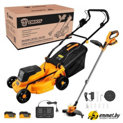 Наборы электроинструментов Deko DKLM40V и DKTR21 081-2035 (газонокосилка, триммер, 2 АКБ)