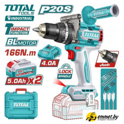 Ударная дрель-шуруповерт Total TIDLI201668 (с 2-мя АКБ, кейс)