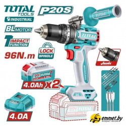 Ударная дрель-шуруповерт Total TIDLI209686 (с 2-мя АКБ, кейс)