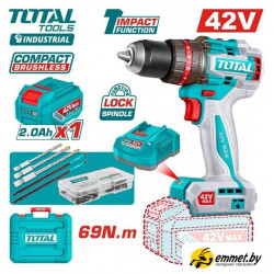 Ударная дрель-шуруповерт Total TIDLI426981 (с 1-им АКБ, кейс)
