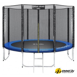 Батут Atlas Sport 374 см - 12ft Pro (усиленные опоры, внешняя сетка, синий)