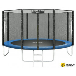 Батут Atlas Sport 404 см - 13ft Basic (с лестницей, внешняя сетка, синий)
