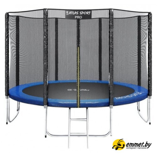 Батут Atlas Sport 404 см - 13ft Pro (усиленные опоры, внешняя сетка, синий)