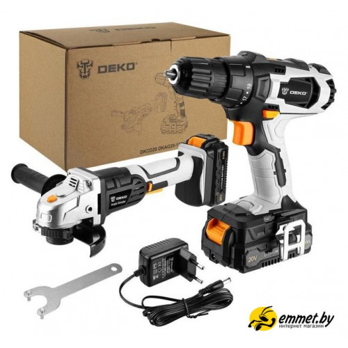 Наборы электроинструментов Deko DKCD20 Set 2 063-4204 (шуруповерт, болгарка, 2 АКБ)