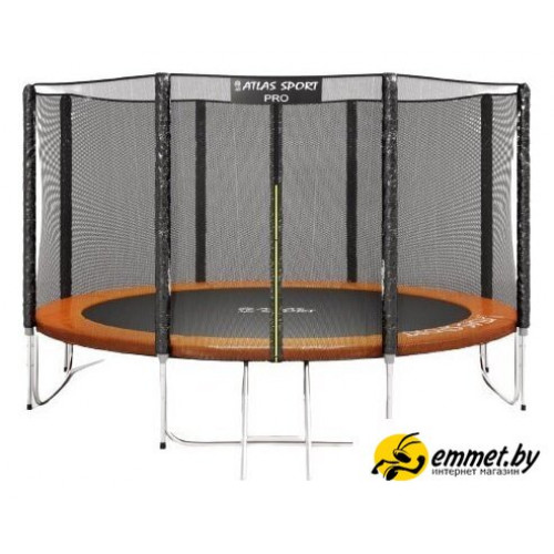 Батут Atlas Sport 404 см - 13ft Pro (усиленные опоры, внешняя сетка, оранжевый)