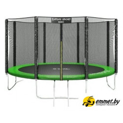Батут Atlas Sport 404 см - 13ft Basic (с лестницей, внешняя сетка, зеленый)