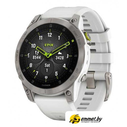 Умные часы Garmin Epix Sapphire Gen 2 (серебристый титан/белый)