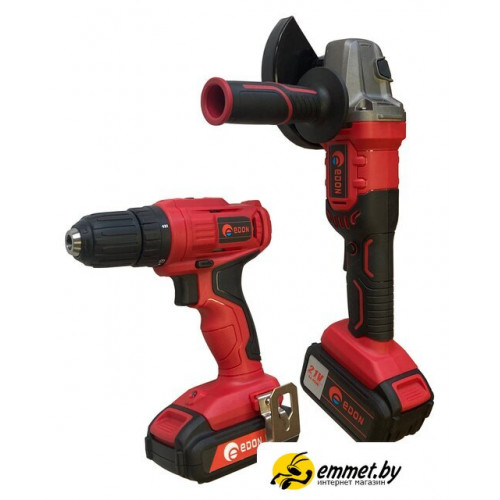 Наборы электроинструментов Edon OAF21-AD/AG (шуруповерт, болгарка, 2 АКБ, кейс)