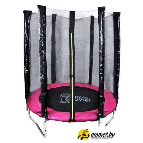 Батут Atlas Sport 140 см - 4.5ft (на эластичных ремнях, розовый)