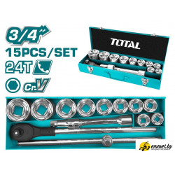 Набор трещотка с головками Total THT341151 (15 предметов)