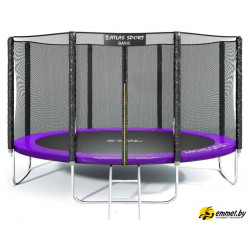 Батут Atlas Sport 404 см - 13ft Basic (с лестницей, внешняя сетка, сливовый)