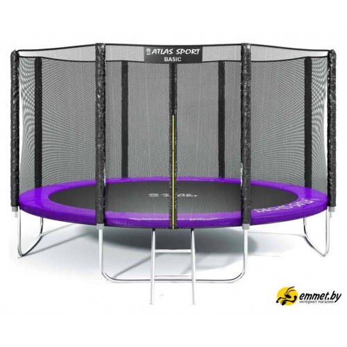 Батут Atlas Sport 404 см - 13ft Basic (с лестницей, внешняя сетка, сливовый)