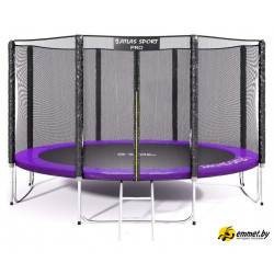 Батут Atlas Sport 374 см - 12ft Pro (с лестницей, внешняя сетка, сливовый)