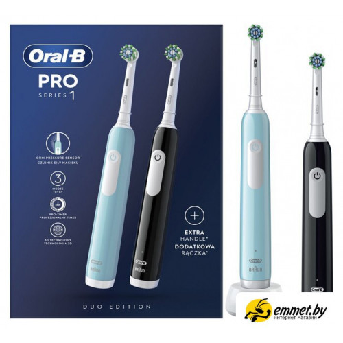 Комплект зубных щеток Oral-B Pro Series 1 D305.523.3H (2 шт, черный/бирюзовый)