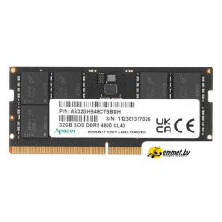 Оперативная память Apacer 32ГБ DDR5 SODIMM 4800 МГц AS32GHB48CTBBGH