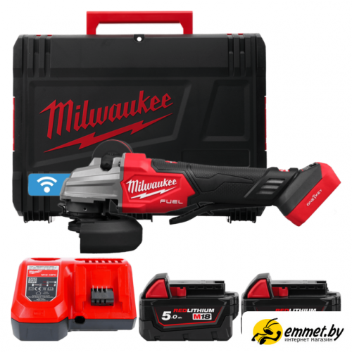 Угловая шлифмашина Milwaukee M18 Fuel One-Key M18FSAGSVO125X-502X 4933493553 (с 2-мя АКБ 5 Ач