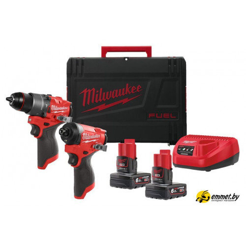 Наборы электроинструментов Milwaukee M12 FPP2A2-602X Fuel 4933480588 (шуруповерт, винтоверт, 2 АКБ, к