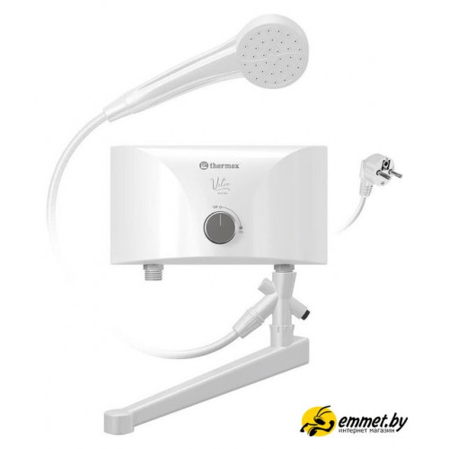 Проточный электрический водонагреватель кран+душ Thermex Vetro 6500 Combi