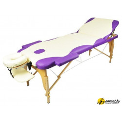 Массажный стол Atlas Sport 70 см складной 3-с деревянный (кремово-фиолетовый)
