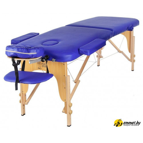Массажный стол Atlas Sport складной 2-с деревянный 70 см (синий)