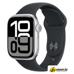 Умные часы Apple Watch Series 10 42 мм (алюминиевый корпус, серебристый/черный, с