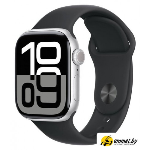 Умные часы Apple Watch Series 10 42 мм (алюминиевый корпус, серебристый/черный, с